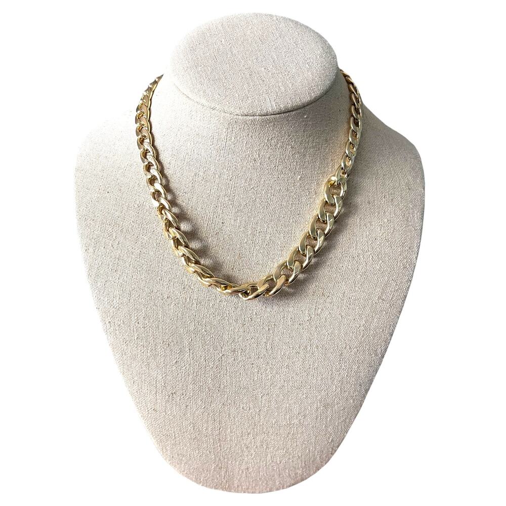 Womens Chunky Cable Chain Necklace Mobwife Elegant Gold Tone Maximalism